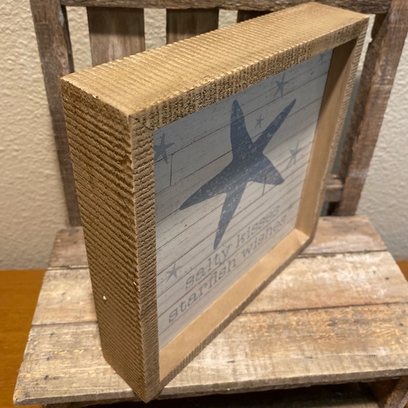 Salty Kisses Starfish Wishes Decor Wall Sign, Wood Starfish Sign, Beach Decor - Picture 5 of 11